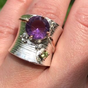 Artisan crafted Amethyst 925 sterling ring size 8